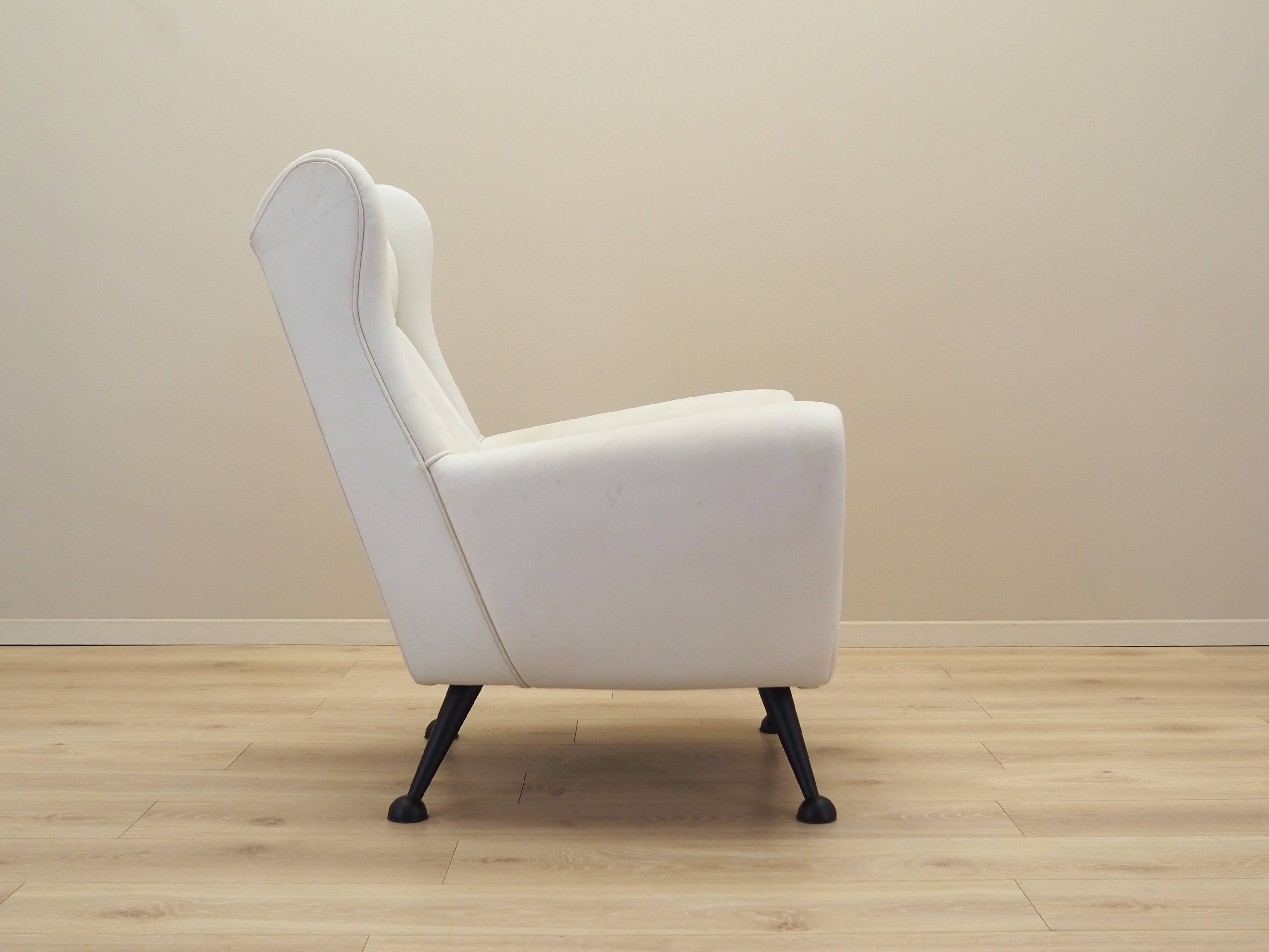 White armchair, Italian design, 1980s, production: Italy