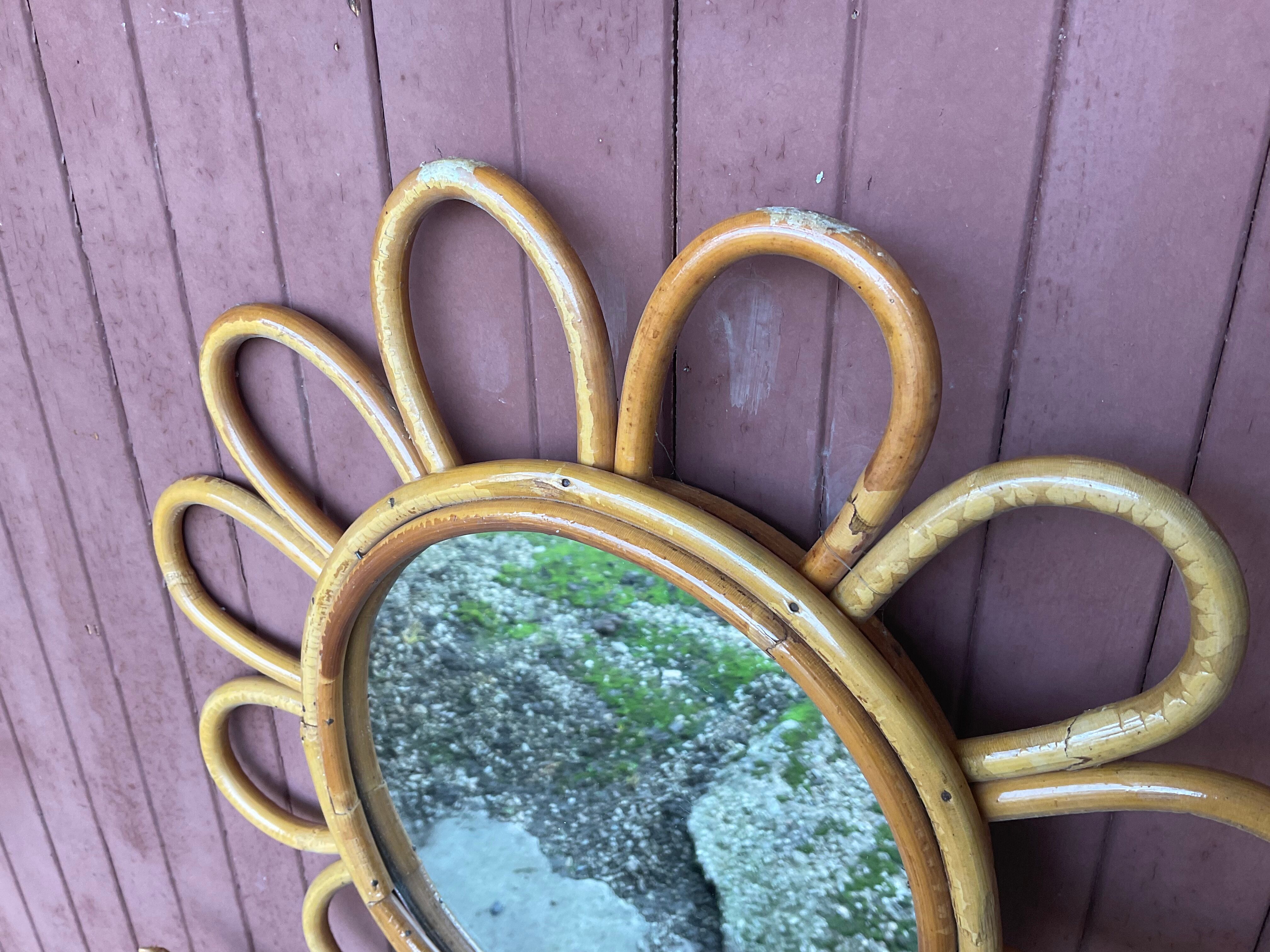 Vintage rattan mirror