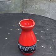 Set of two vases, soliflores in designer red and gray enameled ceramic, Vallauris style