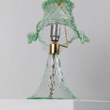 Murano Glass Table Lamp in Delicate Green, Wavy Shade, Italian 1980s Design – Elegant Bedside Decor