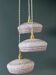 Vintage triple suspension lampshade in Clichy glass, white and red.