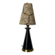 Conical table lamp in brass and wood, Italy 1960