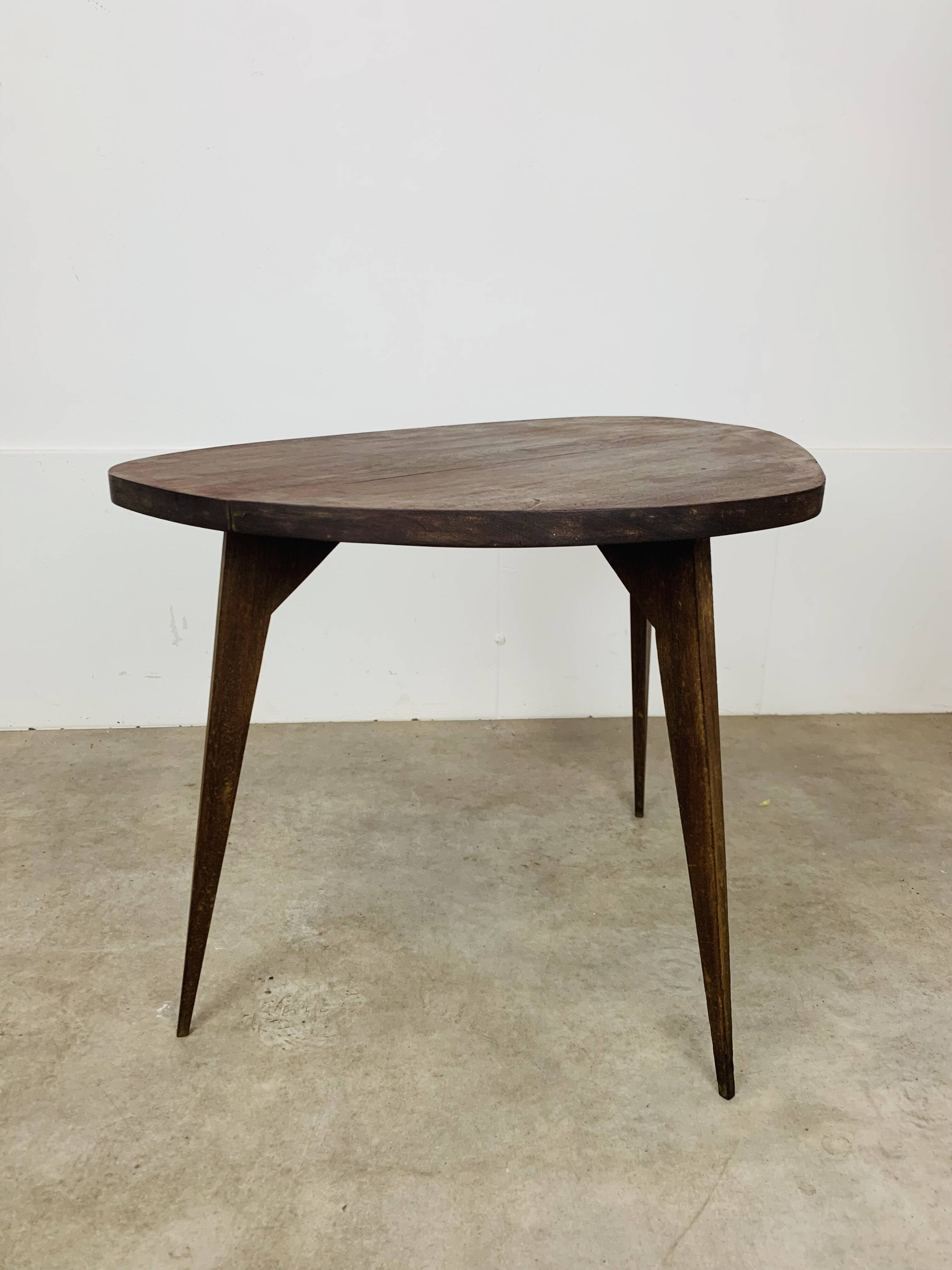 50s tripod coffee table with compass legs