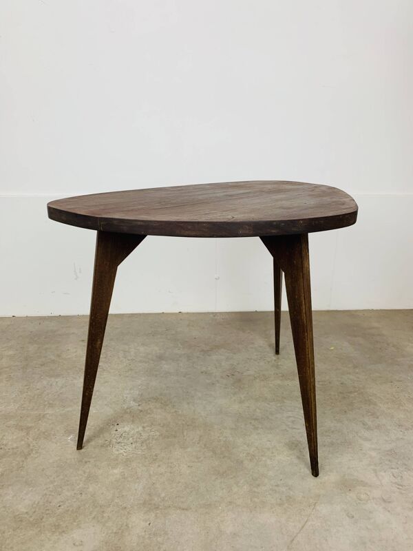 Table basse tripode pieds compas années 50
