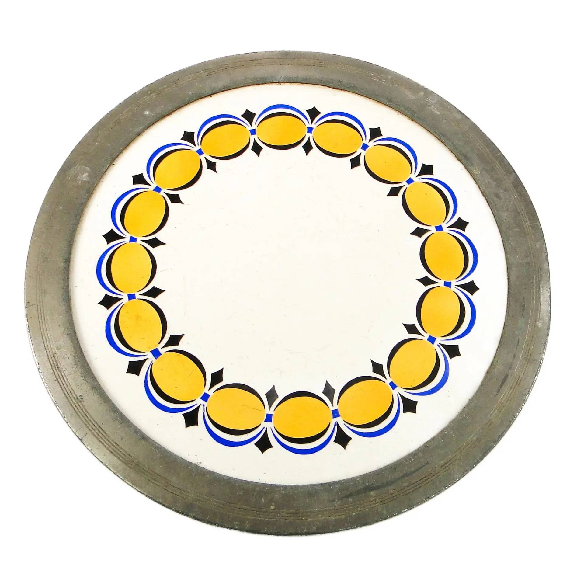 Art Nouveau tray, silver-plated brass, white porcelain, Austria, early 20th century