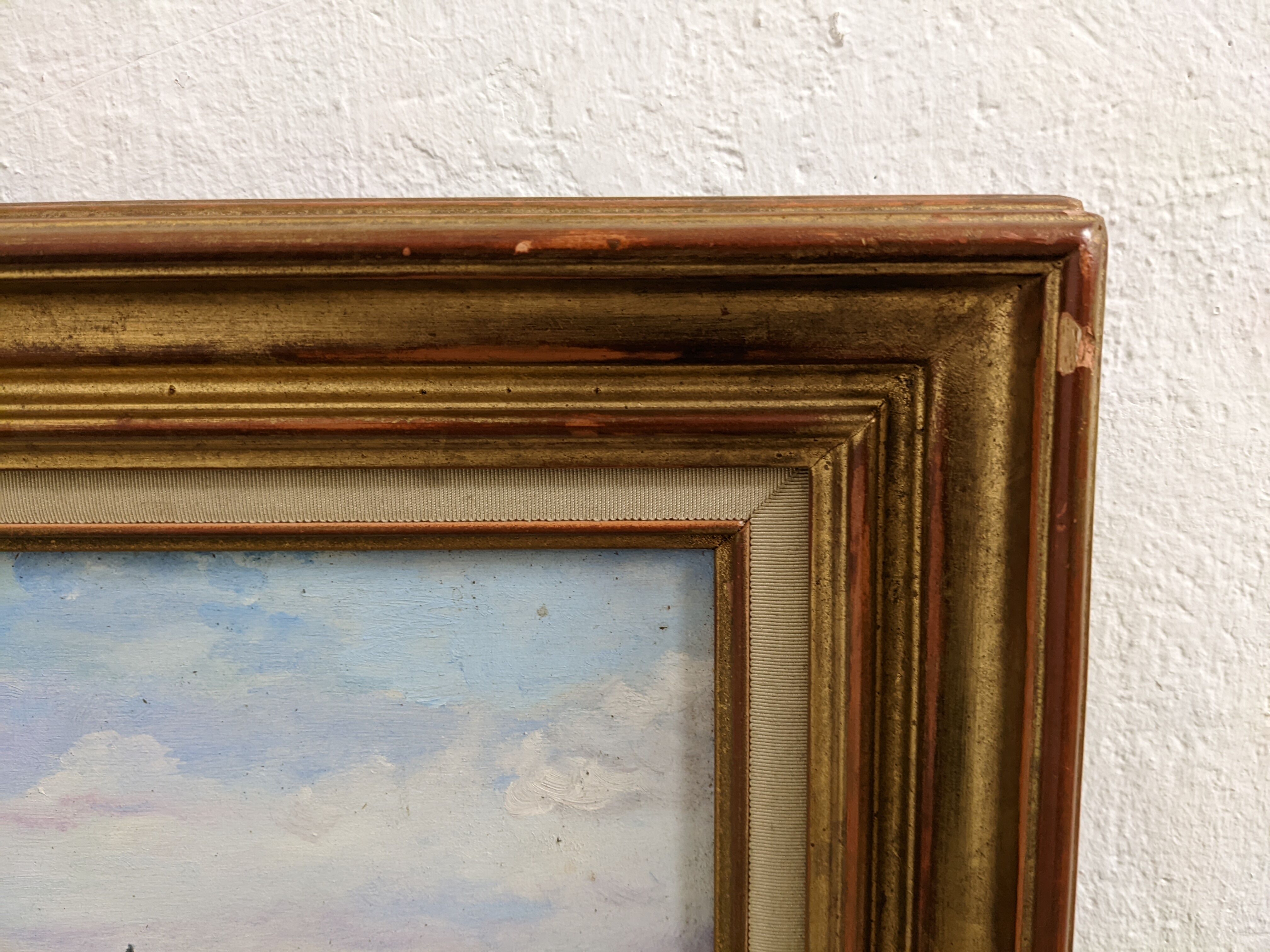 Oil landscape painting The salt marshes in Royan