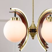 Mid-Century Modern Italian Brass and Opaline Chandelier