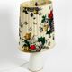 Large elegant 1960s KPM table lamp in porcelain and pleated silk lampshade