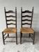Chaise style campagnard bois massif et paille 1950