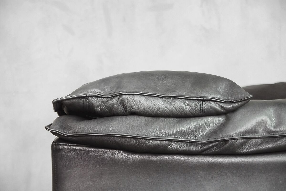 Grey Leather Danish Monza Armchairs by Jens Juul Eilersen for Niels Eilersen, 1970s, Set of 2