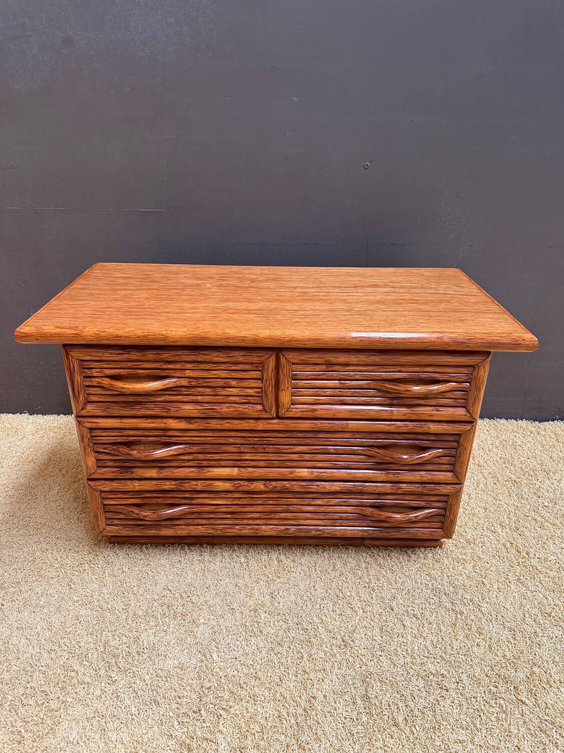 Maugrion bamboo chest of drawers for Roche Bobois