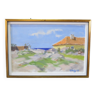 Ragnar Lindquist, Swedish Modern Landscape, 1960s, Oil on Canvas, Framed