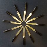 Box of 12 table knives, horn handles