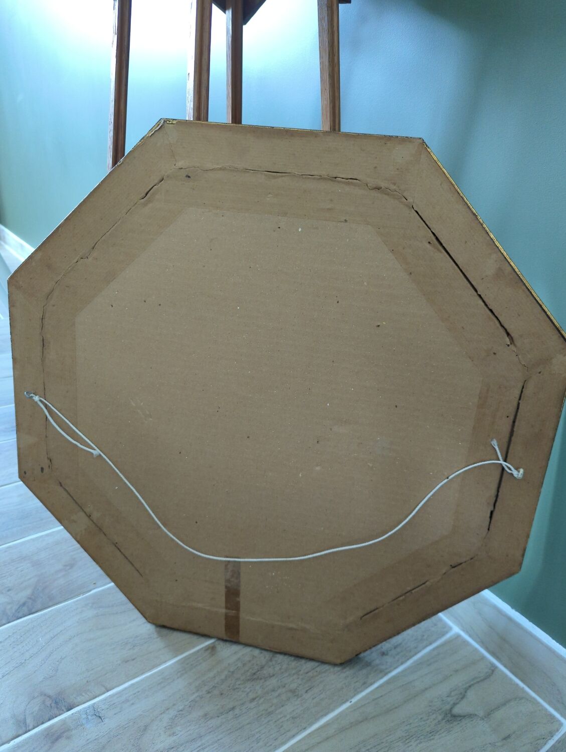 Large octagonal mirror gilded wood - 58*58 cm