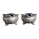 Tableware, pair of silver-plated salt shakers from Frenais, 19th century