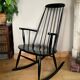 Vintage Scandinavian rocking chair in blackened wood from the 1970s