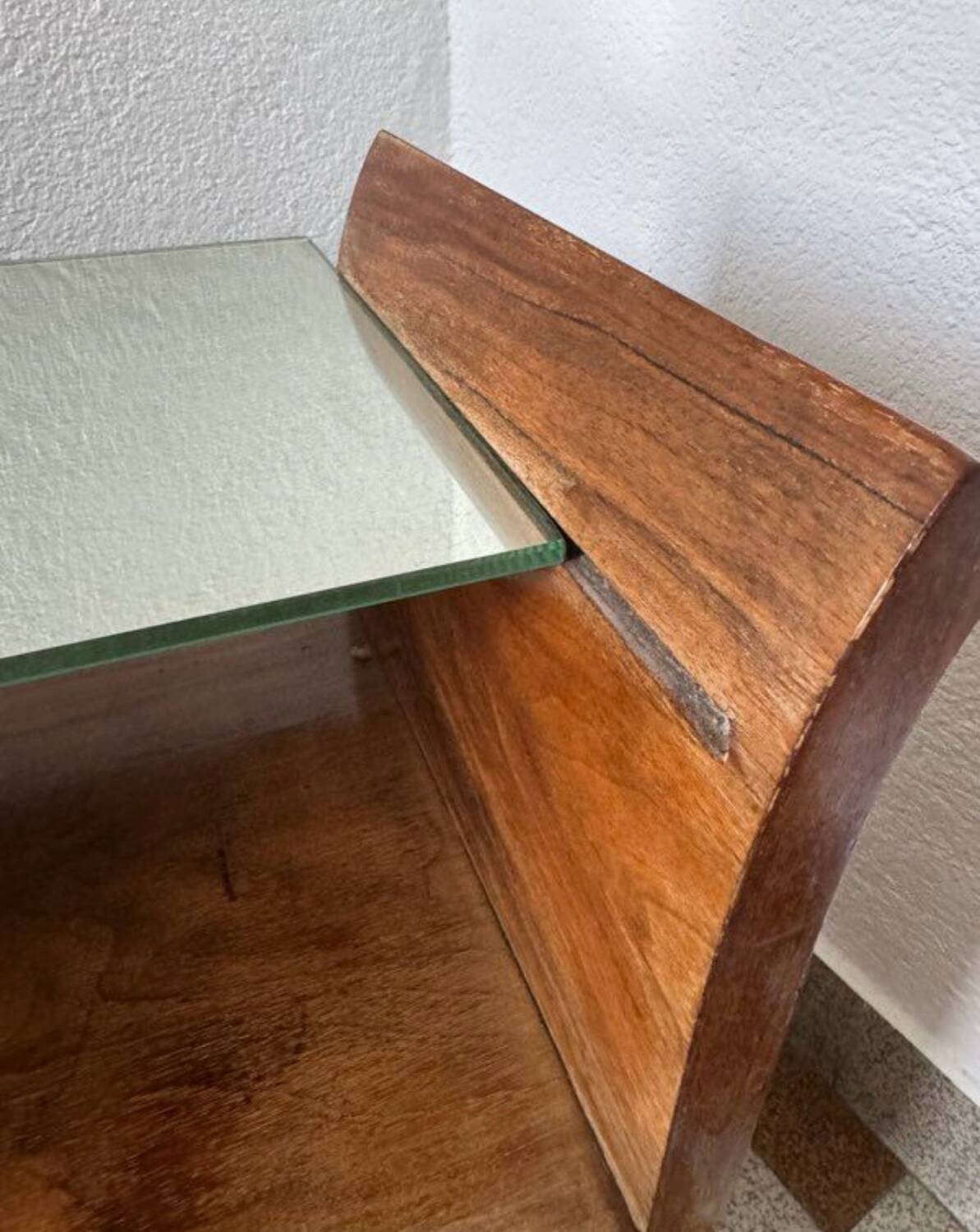 Art Deco bedside table in wood and mirror