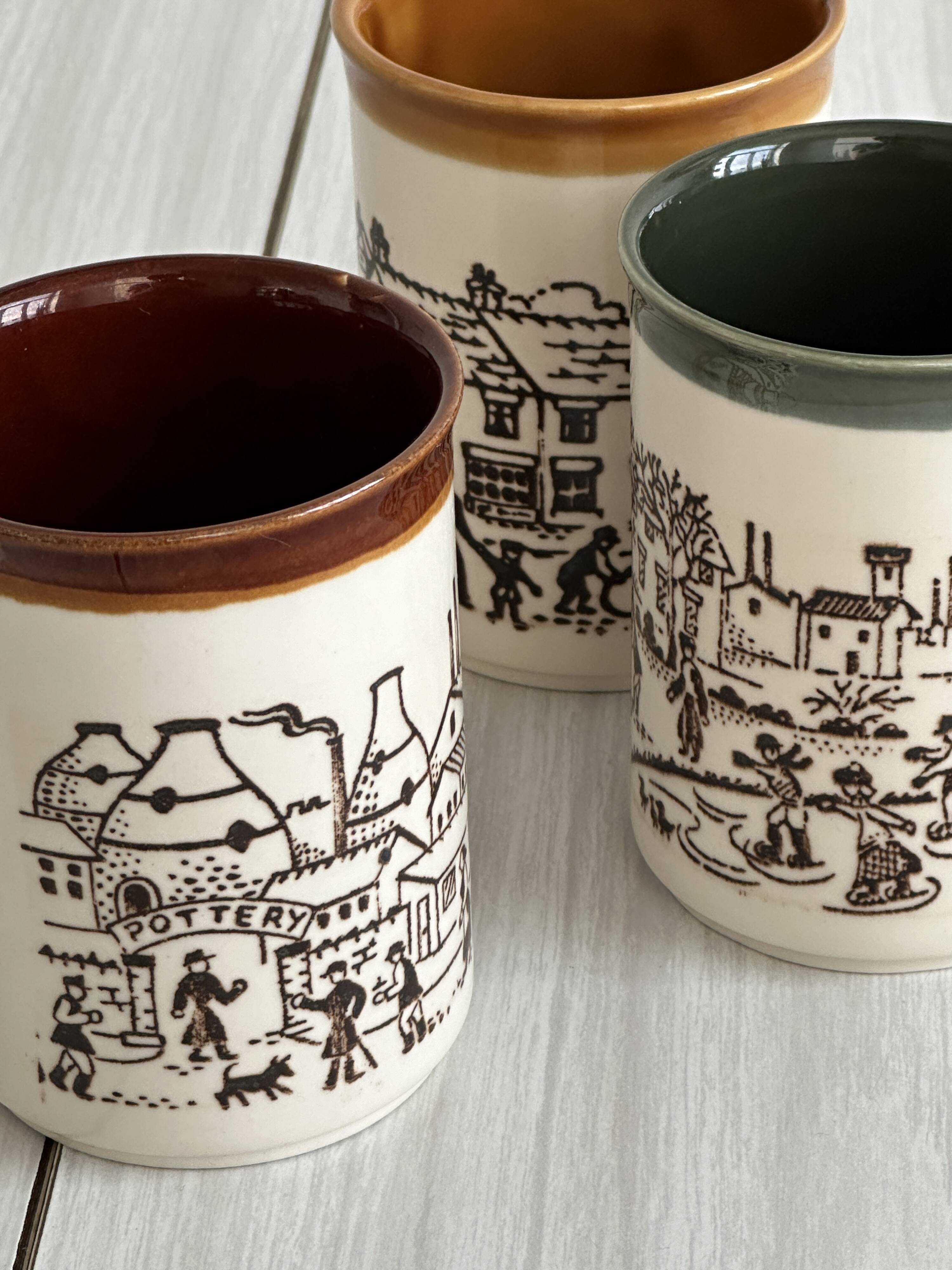 3 English Staffordshire mugs.