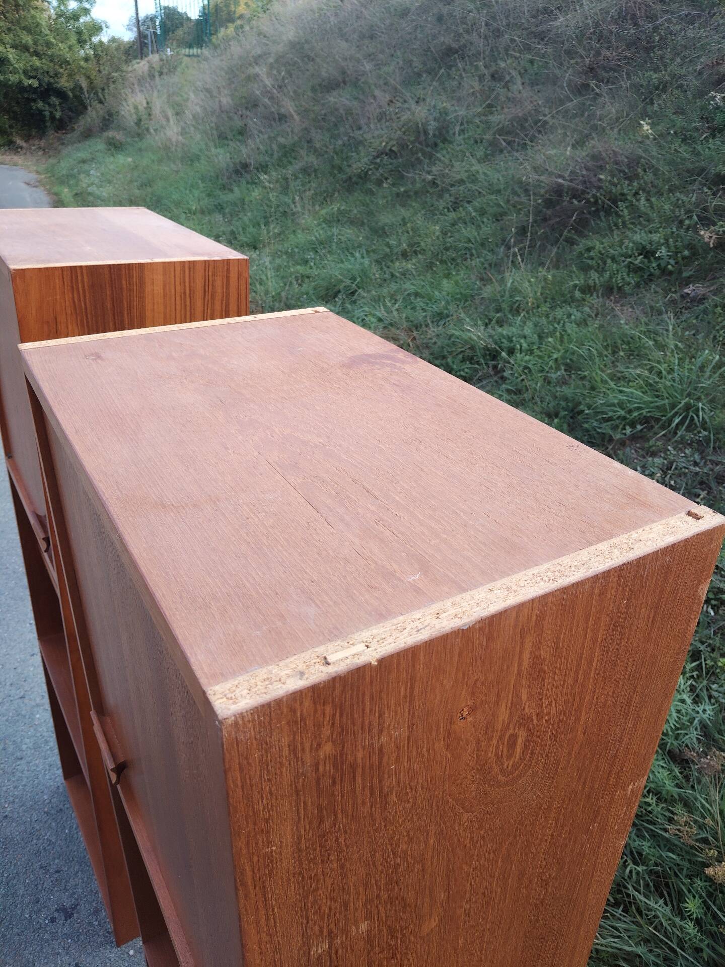 Pair of vintage column bookshelves from the 60s-70s Scandinavian style.
