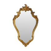 Miroir doré à la feuille d'or de style baroque français avec crête, 71 cm