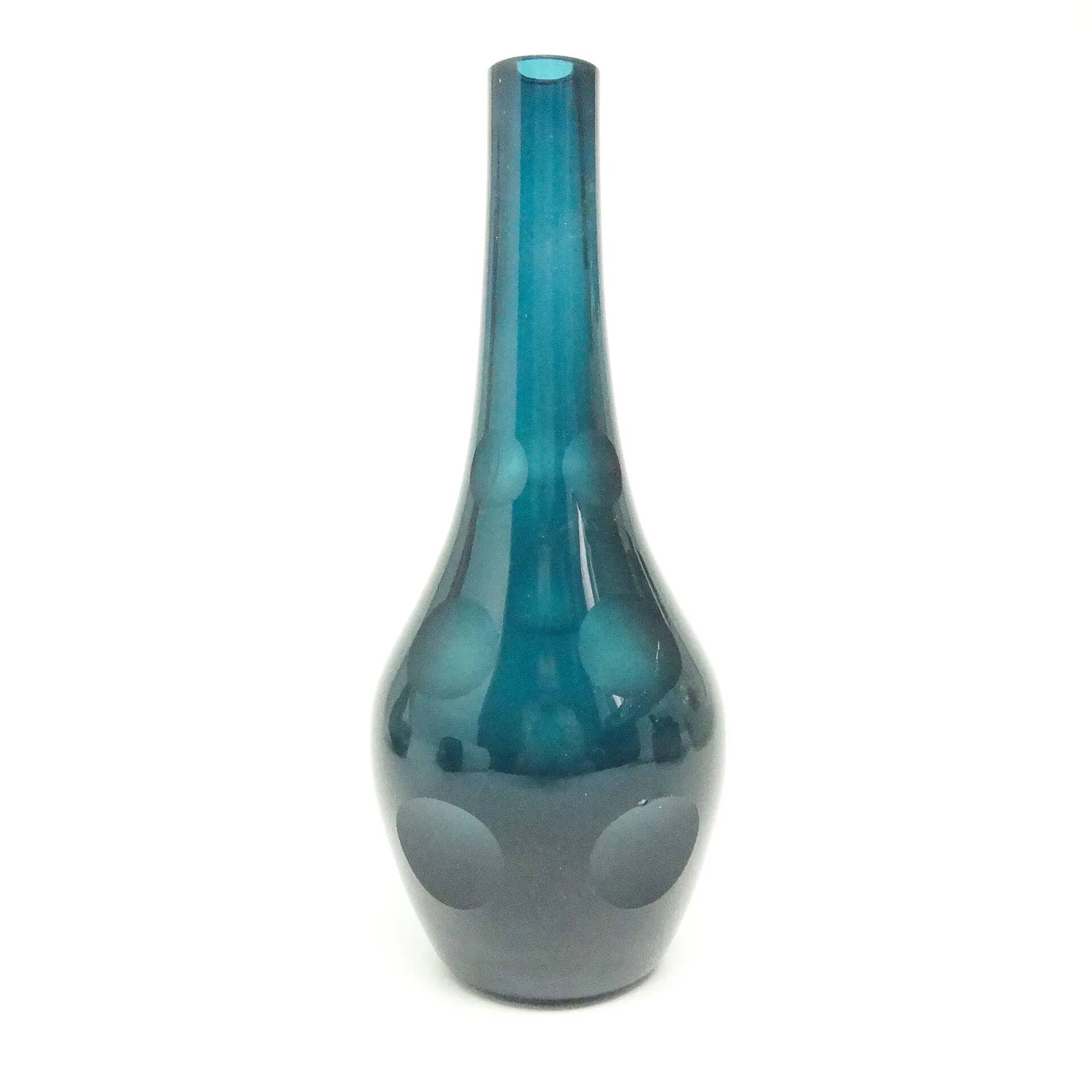 Postmodern vase, teal glass, WMF, Germany, 1960s
