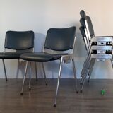 Set 5 chairs stackable Mauser in aluminium and leather, vintage 1960