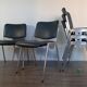 Set 5 chairs stackable Mauser in aluminium and leather, vintage 1960