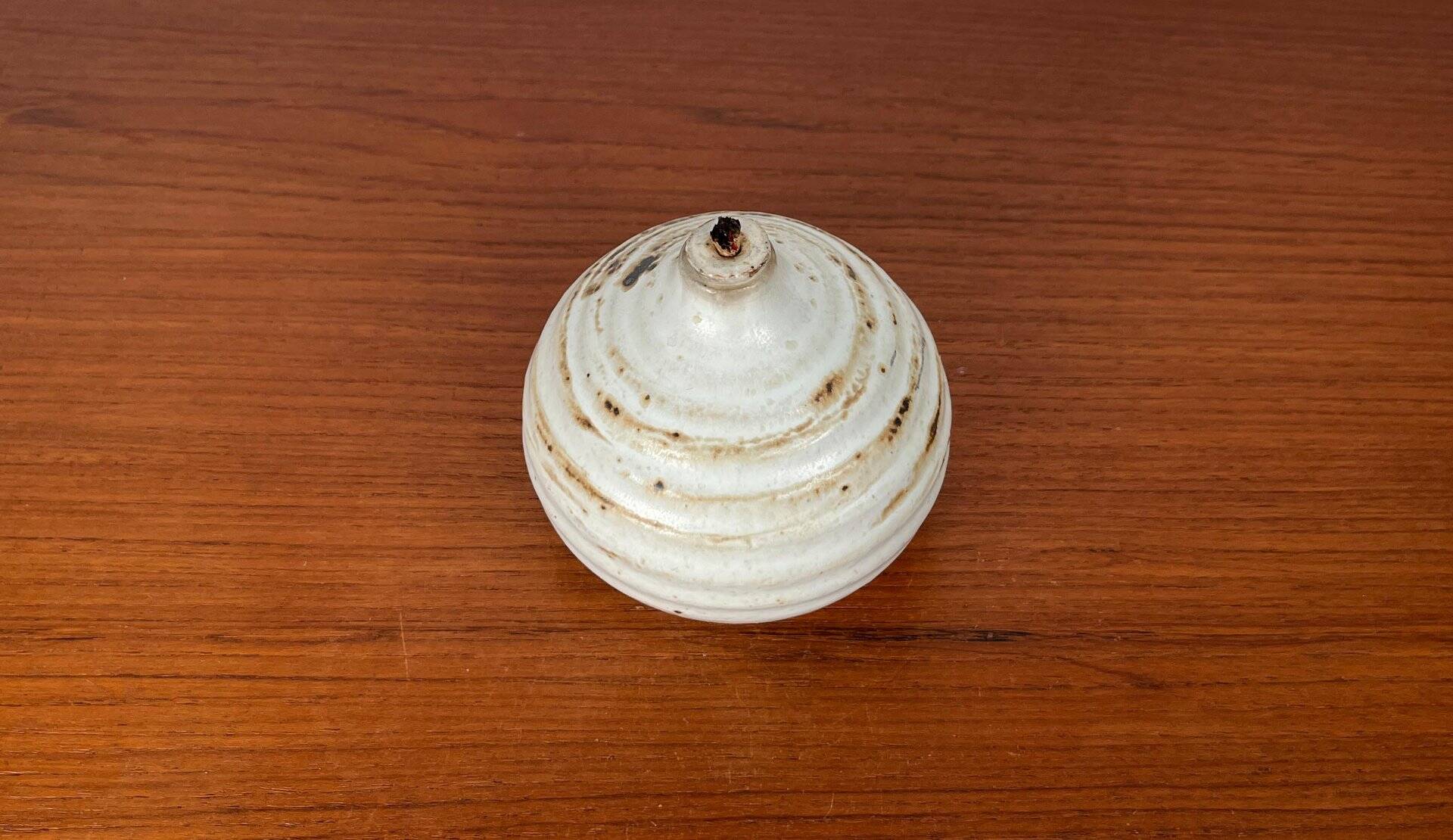 Mid-century modern pottery oil lamp by Ulla Nilsson for Arvika, 1960s.