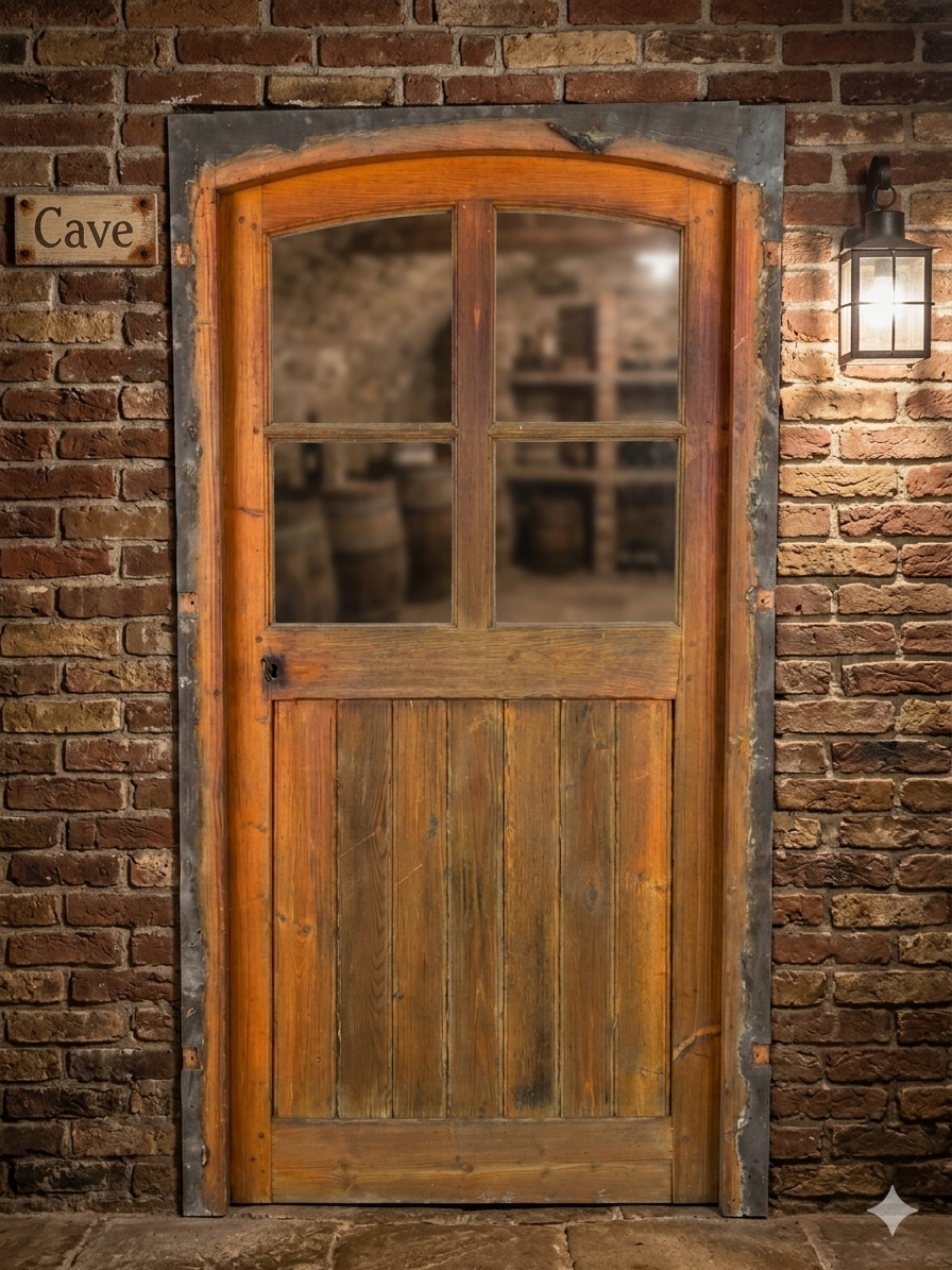 Old fir door, with frame