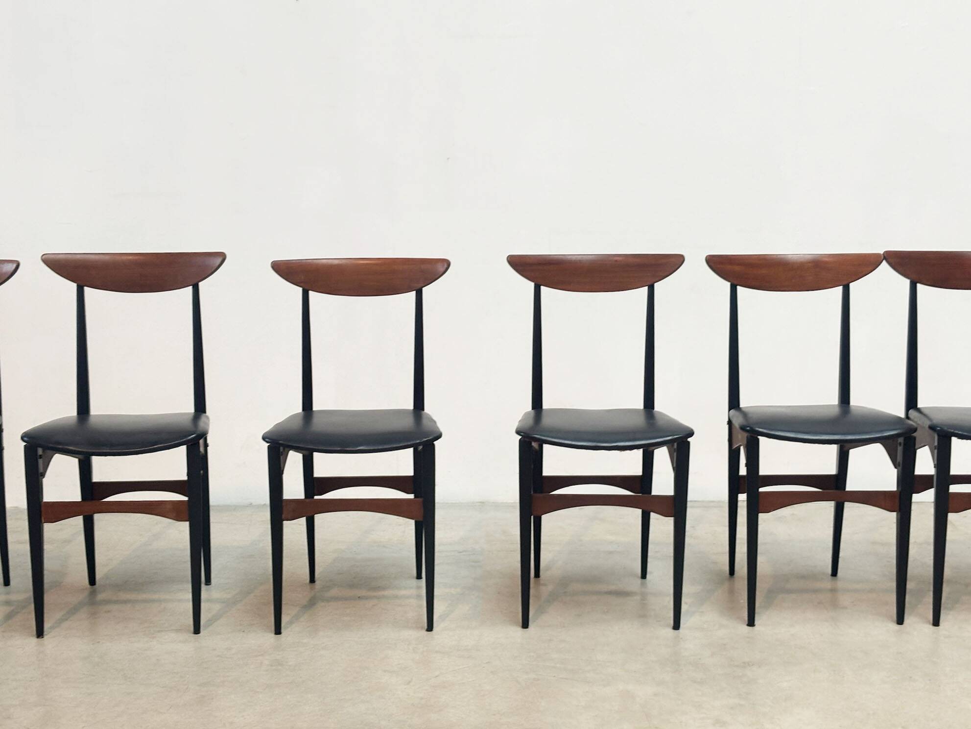 Set of six sculptural Italian dining chairs