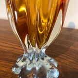 Chalice vase in amber glass