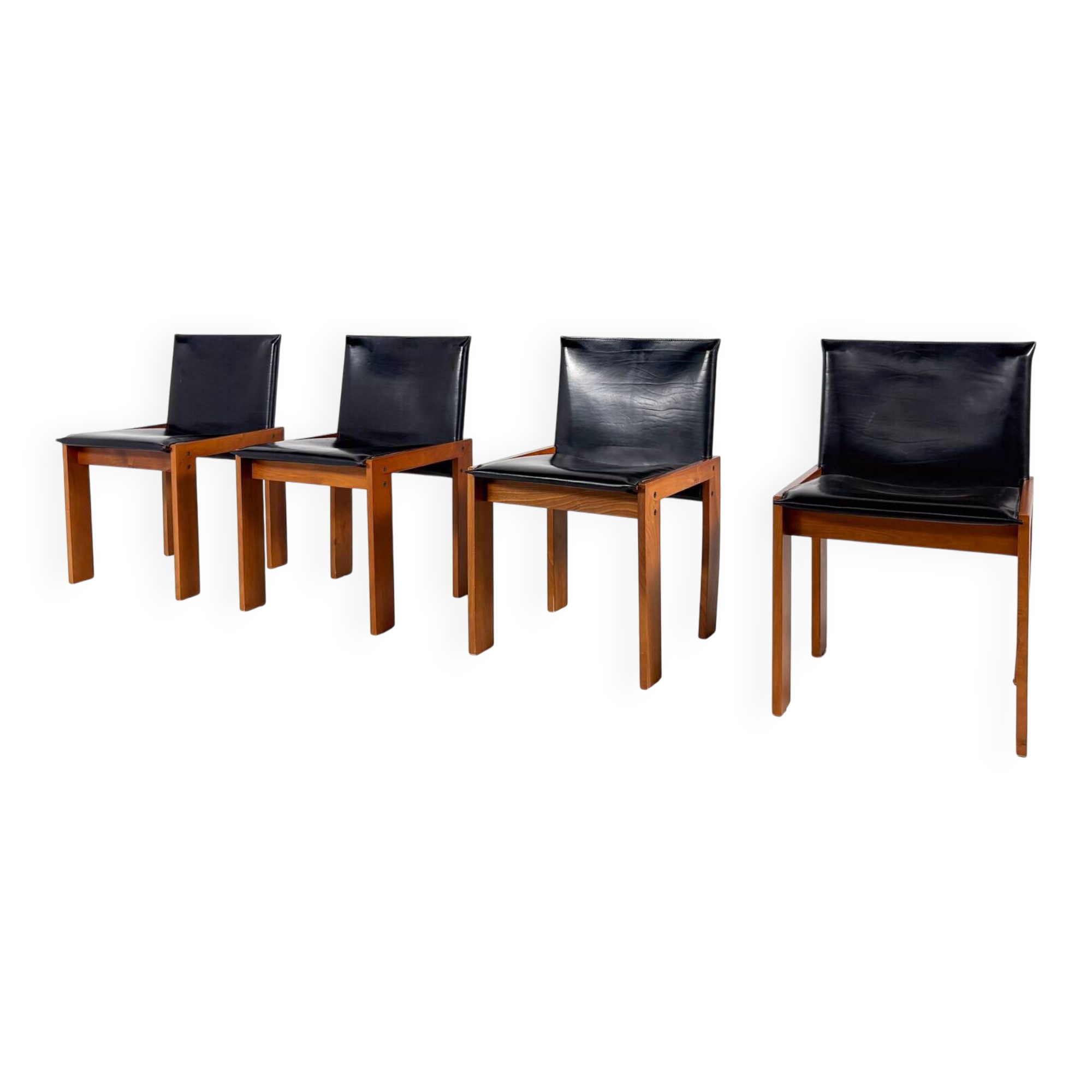 Mid-Century Modern Set of 4 Chairs in the Style of Scarpa, 1970s
