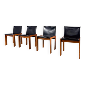 Mid-Century Modern Set of 4 Chairs in the Style of Scarpa, 1970s