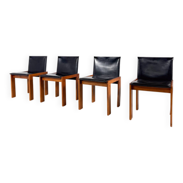Mid-Century Modern Set of 4 Chairs in the Style of Scarpa, 1970s