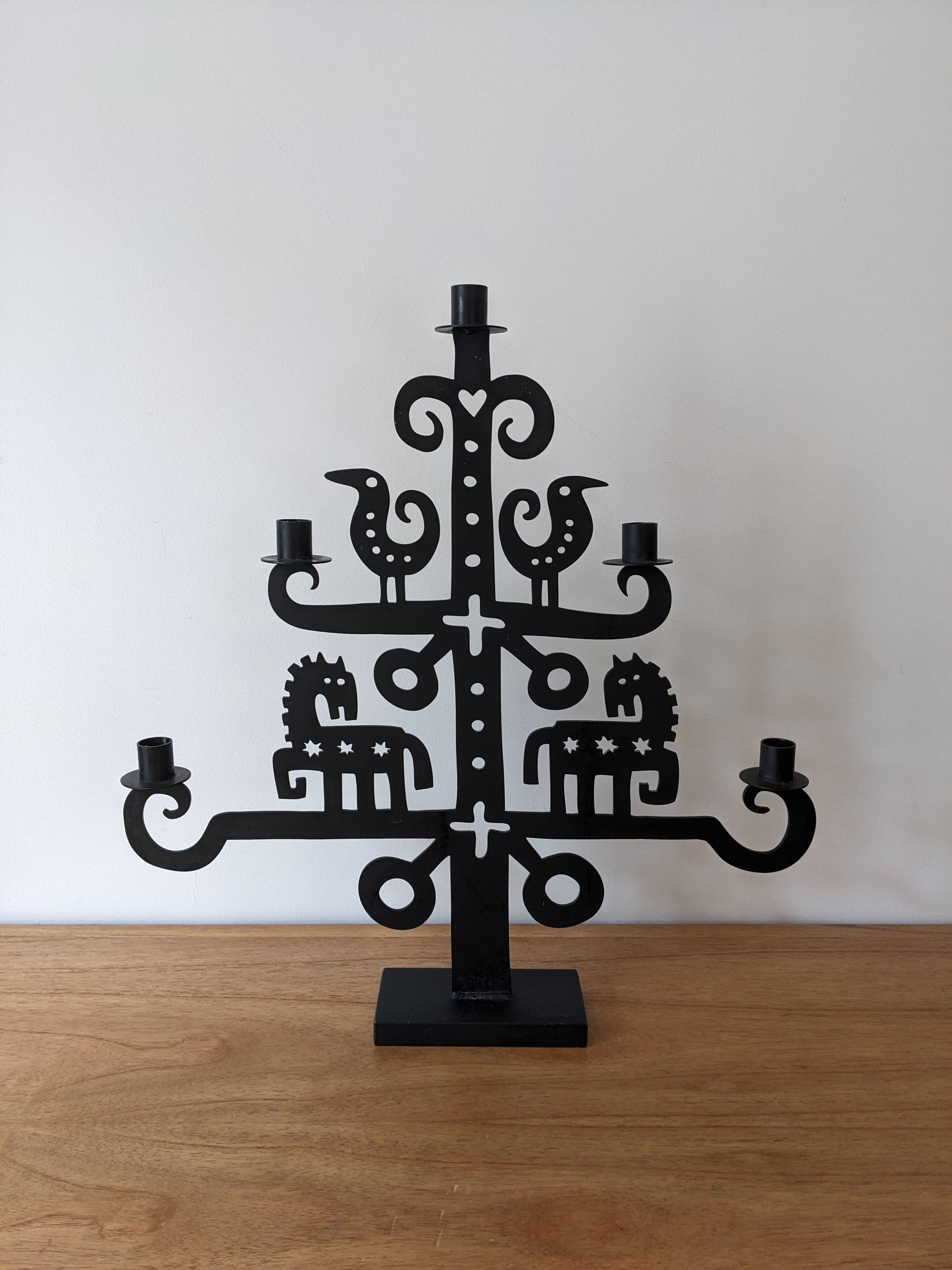 Wrought iron candlestick - height 53 cm