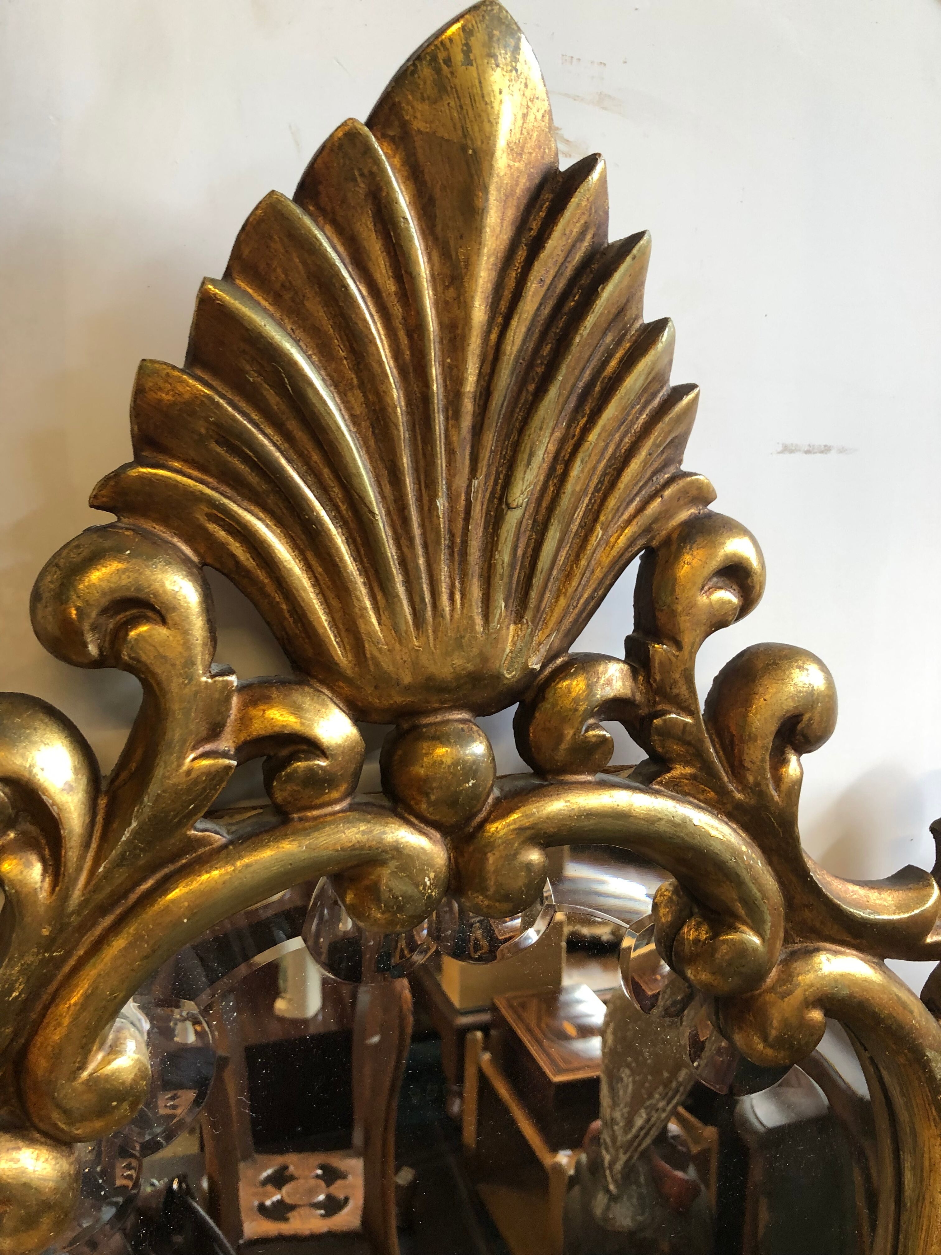 Mirror style baroque oval sculpture wood blown gold leaf