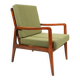 Fauteuil vintage avec coussins et boucles vertes en bois, 1980