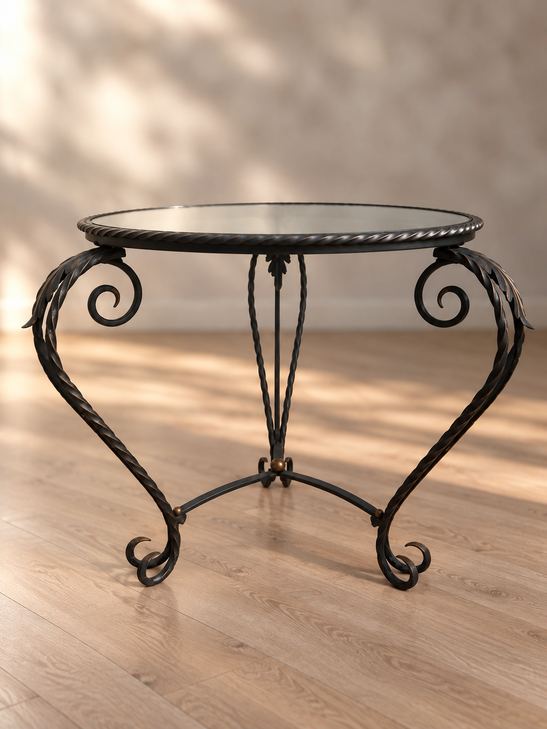Petite table en fer forgé et miroir des années 50 - Spéciale petit espace