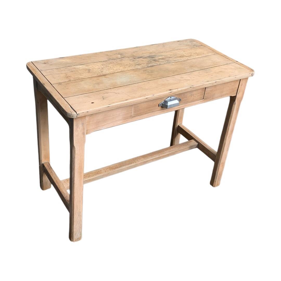 Art Deco farmhouse table in raw wood