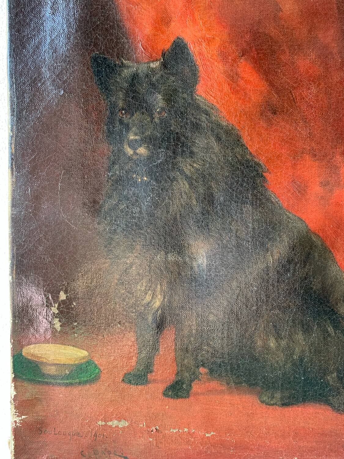 Old oil painting on canvas