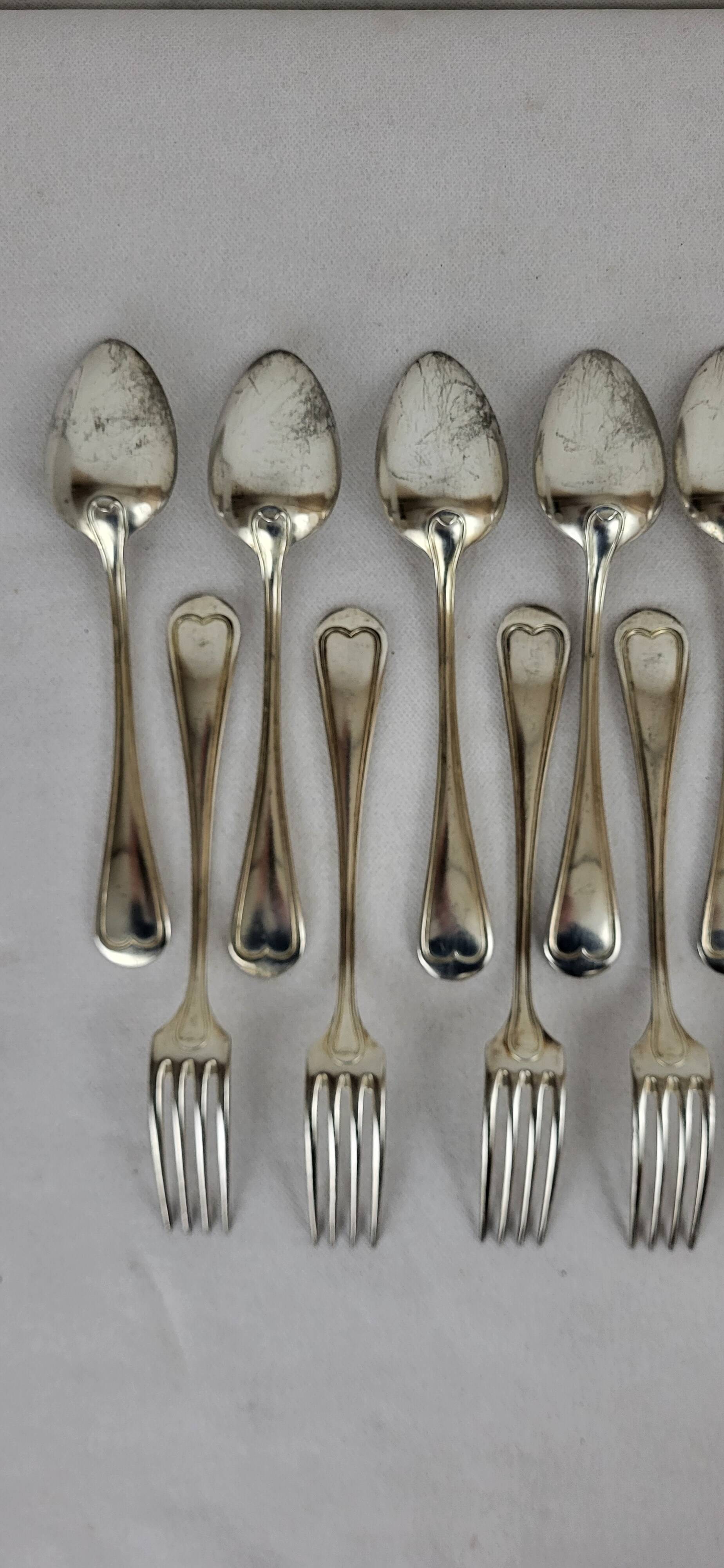 Cutlery set / 24-piece service in silver-plated metal Apollo