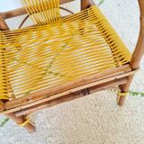 Children's chair wood and yellow scoubidou