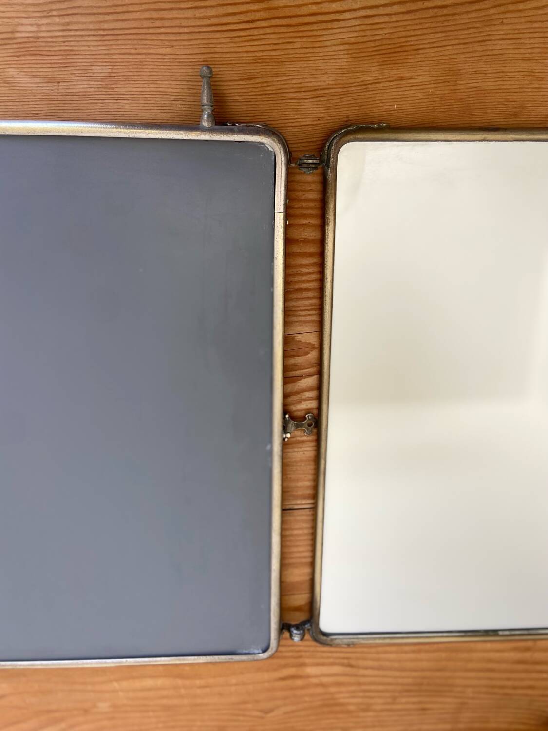 Metal triptych mirror from the 1950s