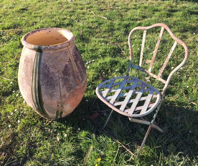 Large old glazed jar in the South of france
