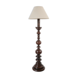 Turned wooden floor lamp