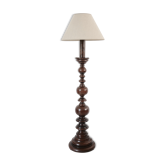 Turned wooden floor lamp