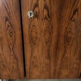 Scandinavian sideboard in rosewood, 5 doors. Chrome square tube base.