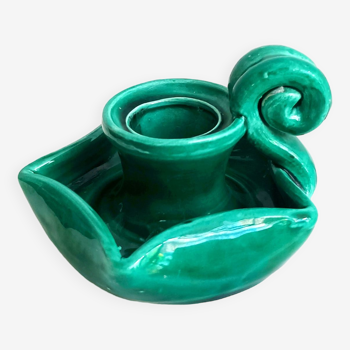 Vallauris style glazed hand candle holder