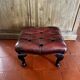 Vintage 1970s Chesterfield red leather footrest