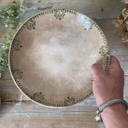 Patinated ironware compote dish, antique fruit bowl.